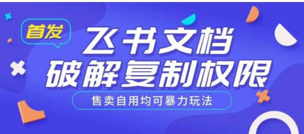 首发飞书文档破解复制权限，售卖自用均可暴力玩法